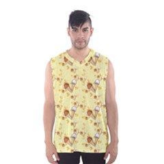 Funny Sunny Ice Cream Cone Cornet Yellow Pattern  Men s Basketball Tank Top by yoursparklingshop