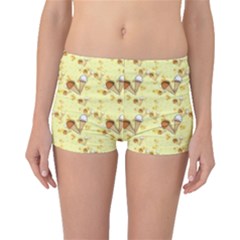 Funny Sunny Ice Cream Cone Cornet Yellow Pattern  Boyleg Bikini Bottoms by yoursparklingshop