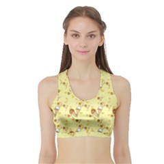 Funny Sunny Ice Cream Cone Cornet Yellow Pattern  Sports Bra With Border by yoursparklingshop