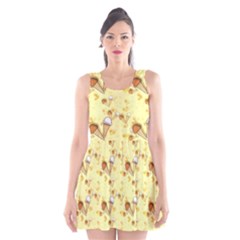 Funny Sunny Ice Cream Cone Cornet Yellow Pattern  Scoop Neck Skater Dress by yoursparklingshop