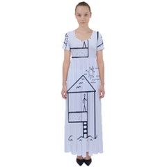 Drawing High Waist Short Sleeve Maxi Dress by ValentinaDesign