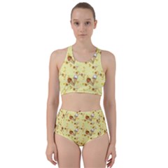 Funny Sunny Ice Cream Cone Cornet Yellow Pattern  Racer Back Bikini Set by yoursparklingshop