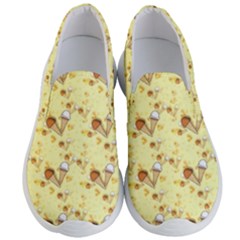 Funny Sunny Ice Cream Cone Cornet Yellow Pattern  Men s Lightweight Slip Ons by yoursparklingshop