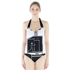 Drawing Halter Swimsuit