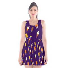 Ice Cream Cone Cornet Blue Summer Season Food Funny Pattern Scoop Neck Skater Dress by yoursparklingshop