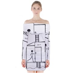 Drawing Long Sleeve Off Shoulder Dress by ValentinaDesign