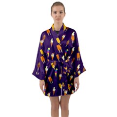 Ice Cream Cone Cornet Blue Summer Season Food Funny Pattern Long Sleeve Kimono Robe by yoursparklingshop