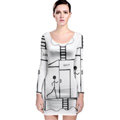 Drawing Long Sleeve Bodycon Dress