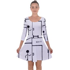 Drawing Quarter Sleeve Skater Dress