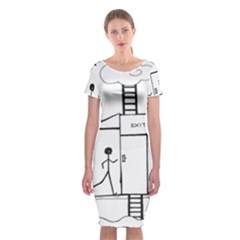 Drawing Classic Short Sleeve Midi Dress