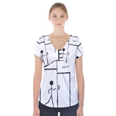 Drawing Short Sleeve Front Detail Top