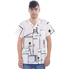 Drawing Men s V-neck Scrub Top