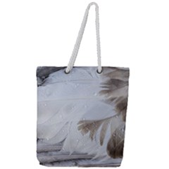 Feather Brown Gray White Natural Photography Elegant Full Print Rope Handle Tote (large) by yoursparklingshop