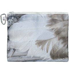 Feather Brown Gray White Natural Photography Elegant Canvas Cosmetic Bag (xxxl) by yoursparklingshop