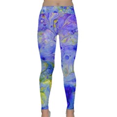 Abstract Blue Texture Pattern Classic Yoga Leggings by Simbadda