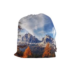 Dolomites Mountains Italy Alpine Drawstring Pouches (large)  by Simbadda