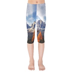 Dolomites Mountains Italy Alpine Kids  Capri Leggings  by Simbadda