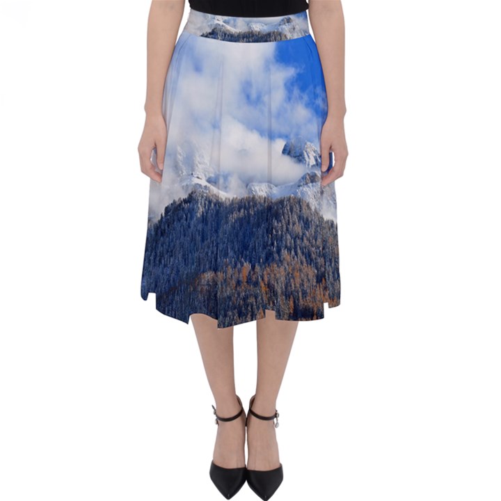 Mountains Alpine Nature Dolomites Folding Skater Skirt