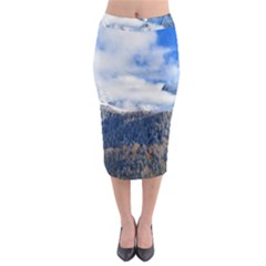 Mountains Alpine Nature Dolomites Midi Pencil Skirt by Simbadda