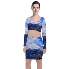 Mountains Alpine Nature Dolomites Long Sleeve Crop Top & Bodycon Skirt Set by Simbadda