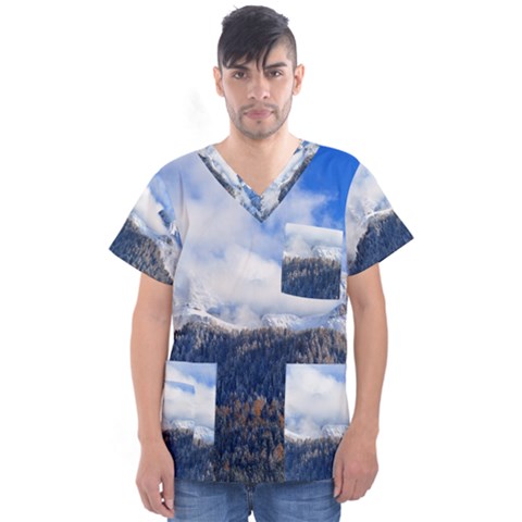 Mountains Alpine Nature Dolomites Men s V-neck Scrub Top by Simbadda