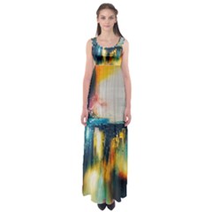 Art Painting Abstract Yangon Empire Waist Maxi Dress by Simbadda