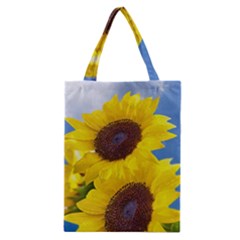 Sunflower Floral Yellow Blue Sky Flowers Photography Classic Tote Bag by yoursparklingshop