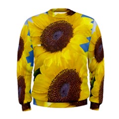 Sunflower Floral Yellow Blue Sky Flowers Photography Men s Sweatshirt by yoursparklingshop