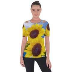 Sunflower Floral Yellow Blue Sky Flowers Photography Short Sleeve Top by yoursparklingshop