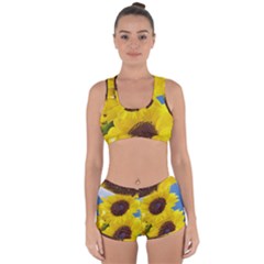 Sunflower Floral Yellow Blue Sky Flowers Photography Racerback Boyleg Bikini Set by yoursparklingshop