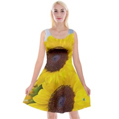 Sunflower Floral Yellow Blue Sky Flowers Photography Reversible Velvet Sleeveless Dress by yoursparklingshop