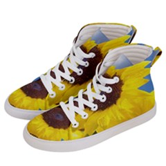 Sunflower Floral Yellow Blue Sky Flowers Photography Women s Hi-top Skate Sneakers by yoursparklingshop