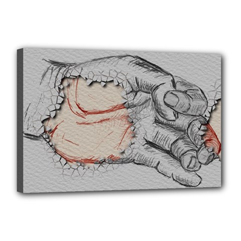 Hand Finger Drawing Fingernails Canvas 18  X 12  by Simbadda