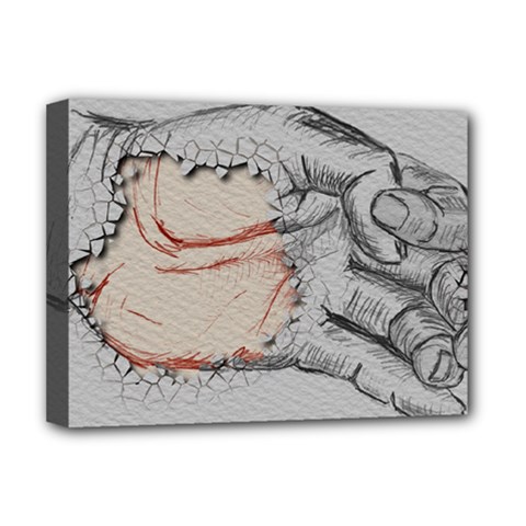 Hand Finger Drawing Fingernails Deluxe Canvas 16  X 12   by Simbadda