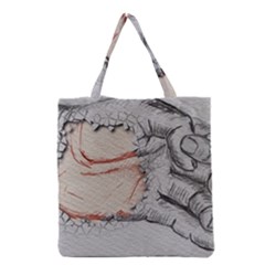 Hand Finger Drawing Fingernails Grocery Tote Bag by Simbadda