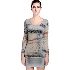 Hand Finger Drawing Fingernails Long Sleeve Bodycon Dress by Simbadda