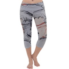 Hand Finger Drawing Fingernails Capri Yoga Leggings by Simbadda