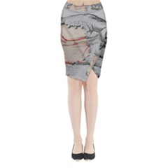 Hand Finger Drawing Fingernails Midi Wrap Pencil Skirt by Simbadda