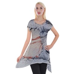 Hand Finger Drawing Fingernails Short Sleeve Side Drop Tunic by Simbadda