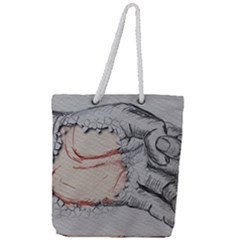 Hand Finger Drawing Fingernails Full Print Rope Handle Tote (large)