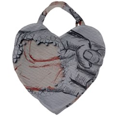 Hand Finger Drawing Fingernails Giant Heart Shaped Tote by Simbadda