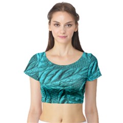 Background Texture Structure Short Sleeve Crop Top by Simbadda