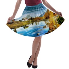 Dolomites Mountains Italy Alpin A-line Skater Skirt by Simbadda