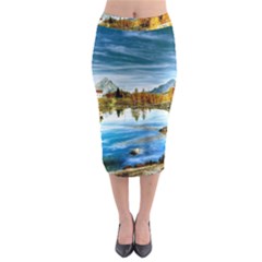 Dolomites Mountains Italy Alpin Midi Pencil Skirt by Simbadda