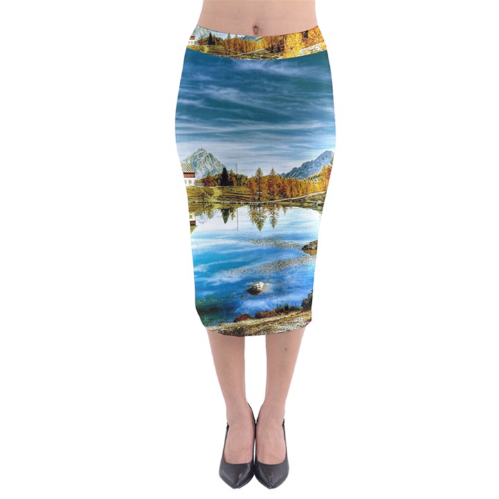 Dolomites Mountains Italy Alpin Midi Pencil Skirt