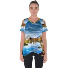 Dolomites Mountains Italy Alpin Cut Out Side Drop Tee by Simbadda