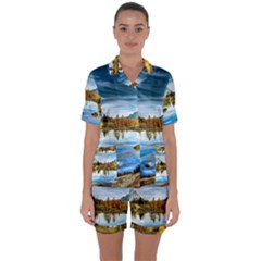 Dolomites Mountains Italy Alpin Satin Short Sleeve Pyjamas Set by Simbadda