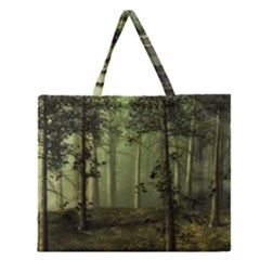 Forest Tree Landscape Zipper Large Tote Bag