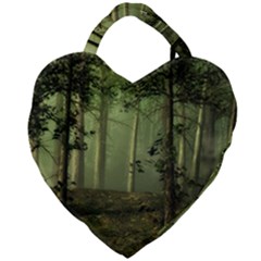 Forest Tree Landscape Giant Heart Shaped Tote