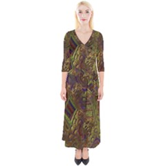 Fractal Virtual Abstract Quarter Sleeve Wrap Maxi Dress by Simbadda